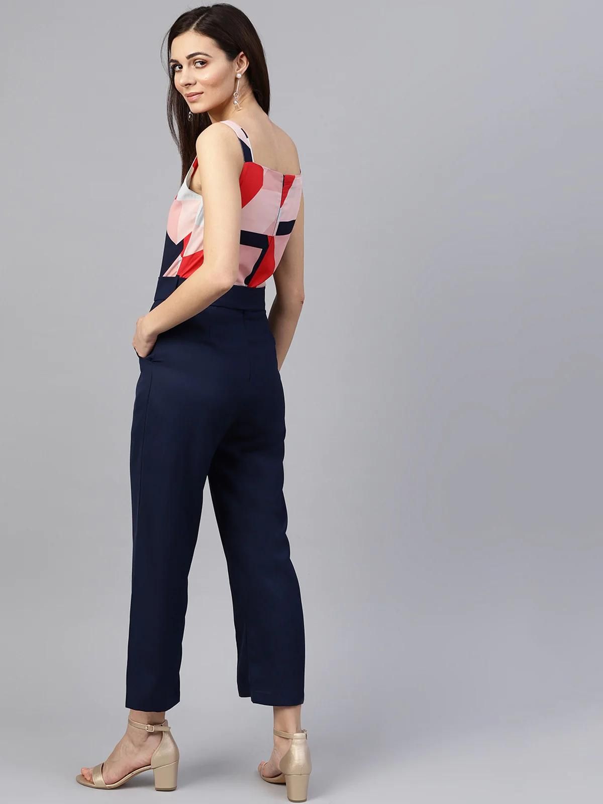PANNKH Pink Abstract Print Jumpsuit
