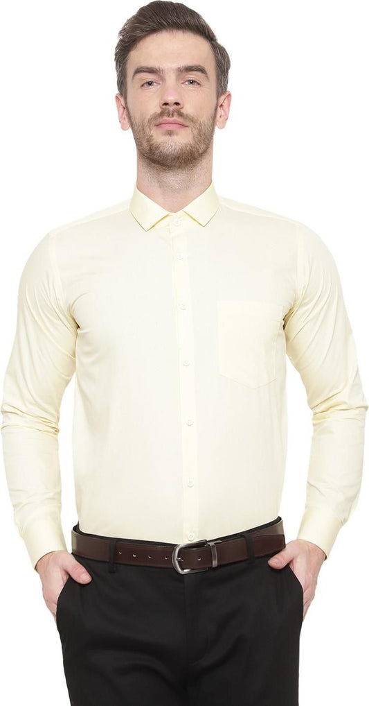 SREY Men Slim Fit Solid Yellow Formal Shirt