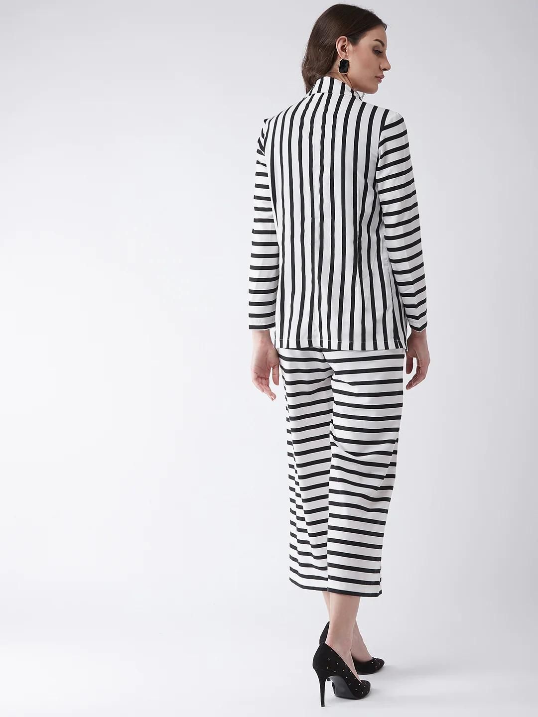 PANNKH Black & White Stripes Jumpsuit With Blazer
