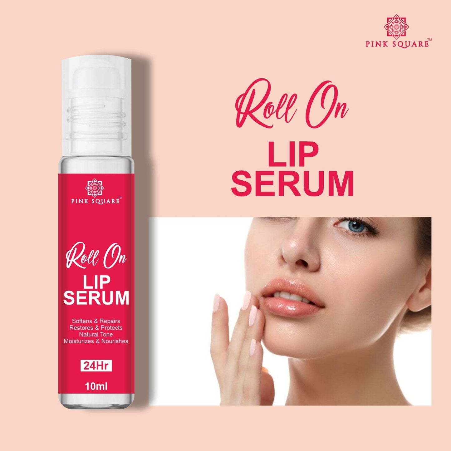 Lip Serum Roll On, - Advanced Brightening Therapy for Soft, Moisturised Lips With Glossy & Shine- 10ml
