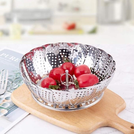 Stainless Steel Steamer basket for Veggie/Seafood with Safety Tool