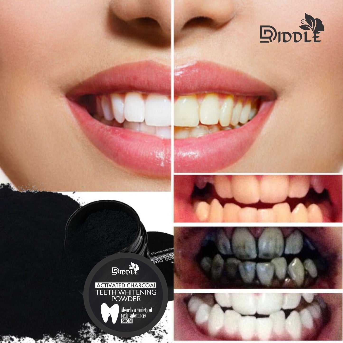 Driddle Natural Teeth Whitening & Strengthening Powder Remove Stain